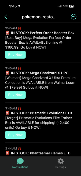 bujusjujus restock alerts from Walmart, Target, PokemonCenter, Best Buy, and GameStop